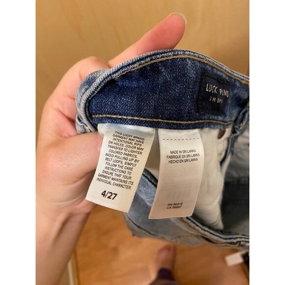 Lucky Brand Lucky Pins High Rise Distressed Cut-Off Jean Short Blue Women's 4/27 - Picture 8 of 11